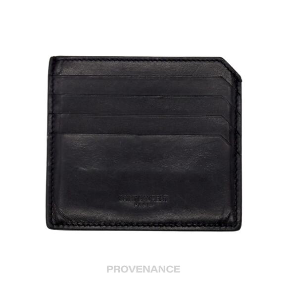 🔴 SLP Card Holder Wallet - Black Calfskin Leather - Picture 1 of 7